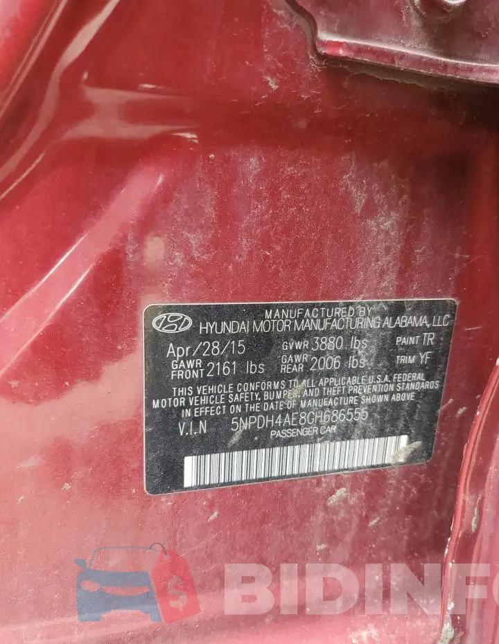 5NPDH4AE8GH686555 Photo# 12