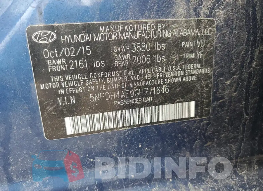 5NPDH4AE9GH771646 Photo# 12