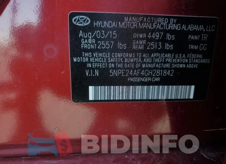 5NPE24AF4GH281842 Photo# 12
