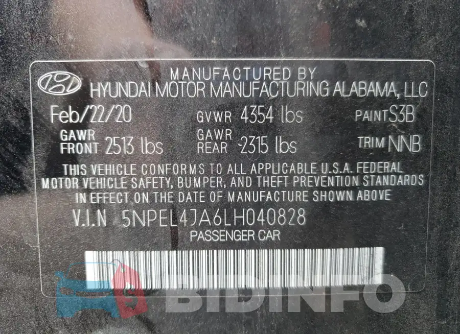 5NPEL4JA6LH040828 Photo# 12