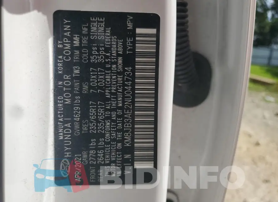 KM8JB3AE2NU044734 Photo# 13
