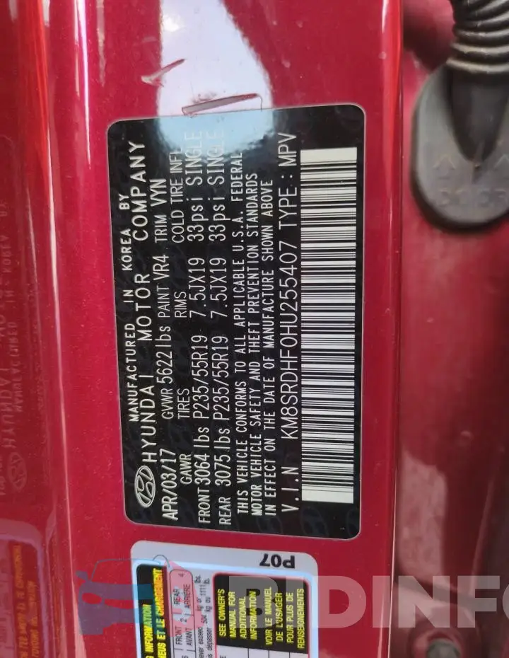 KM8SRDHF0HU255407 Photo# 13