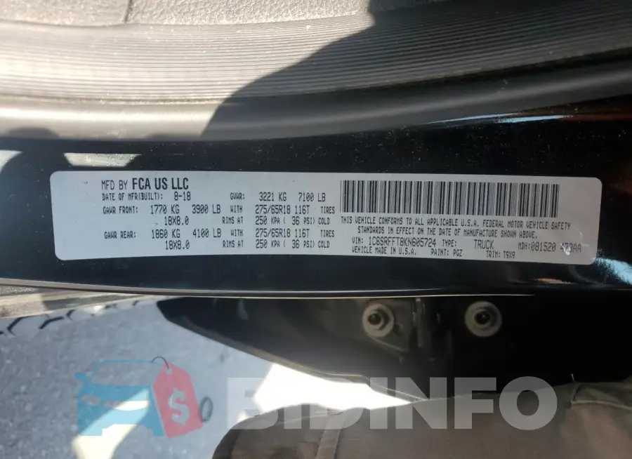 1C6SRFFT8KN605724 Photo# 12