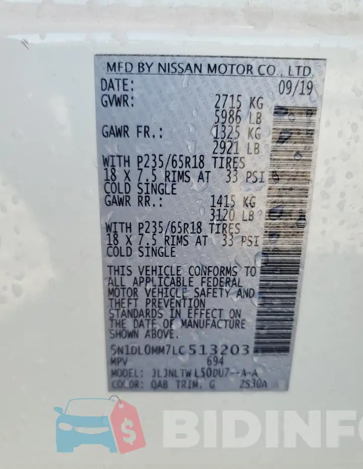 5N1DL0MM7LC513203 Photo# 13