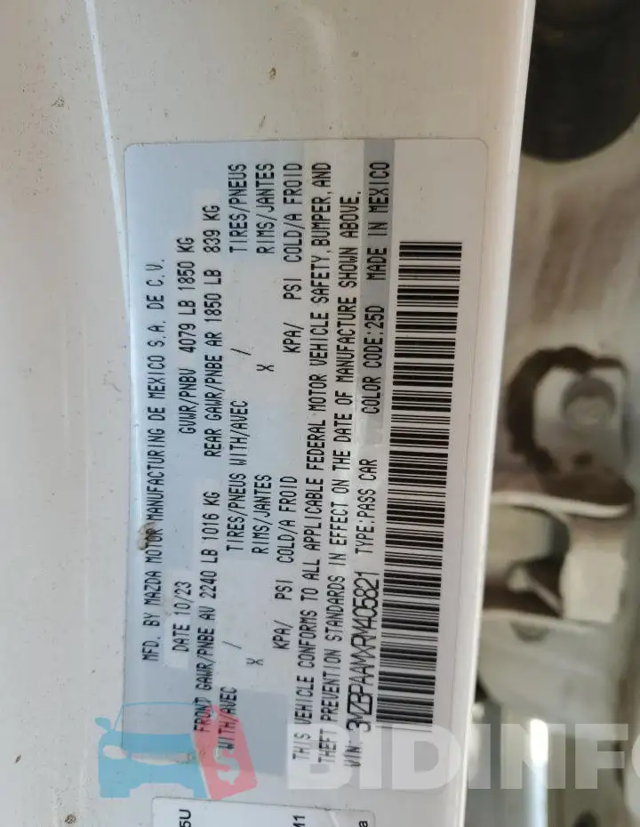 3MZBPAAMXRM405821 Photo# 12