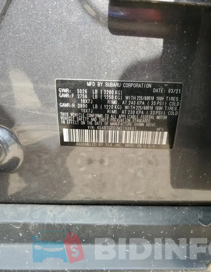 4S4BTGPD2M3198601 Photo# 13