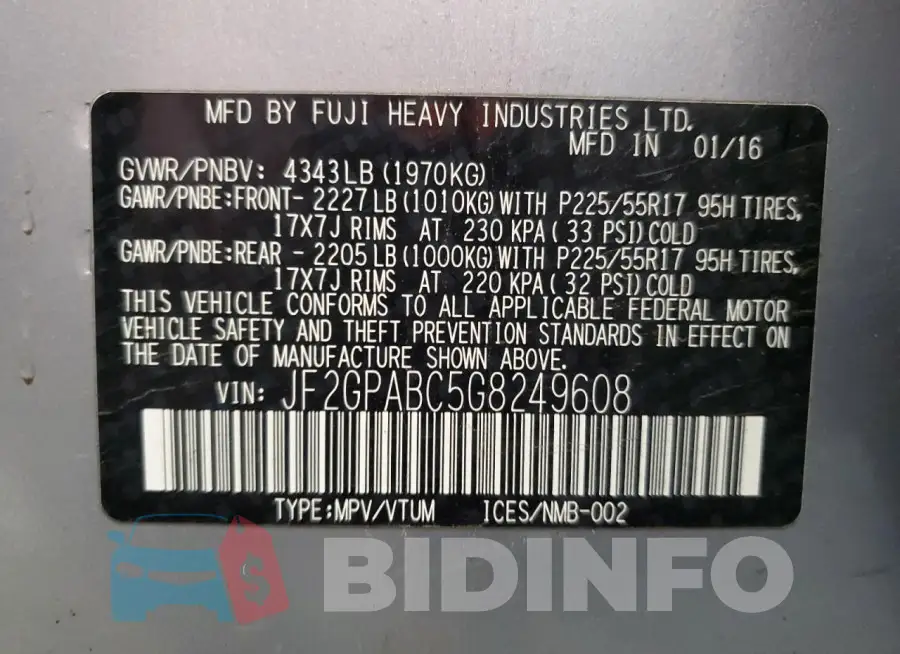 JF2GPABC5G8249608 Photo# 13