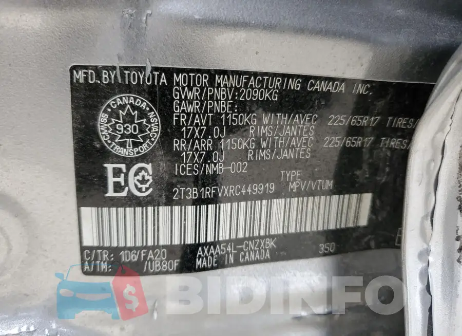 2T3B1RFVXRC449919 Photo# 13