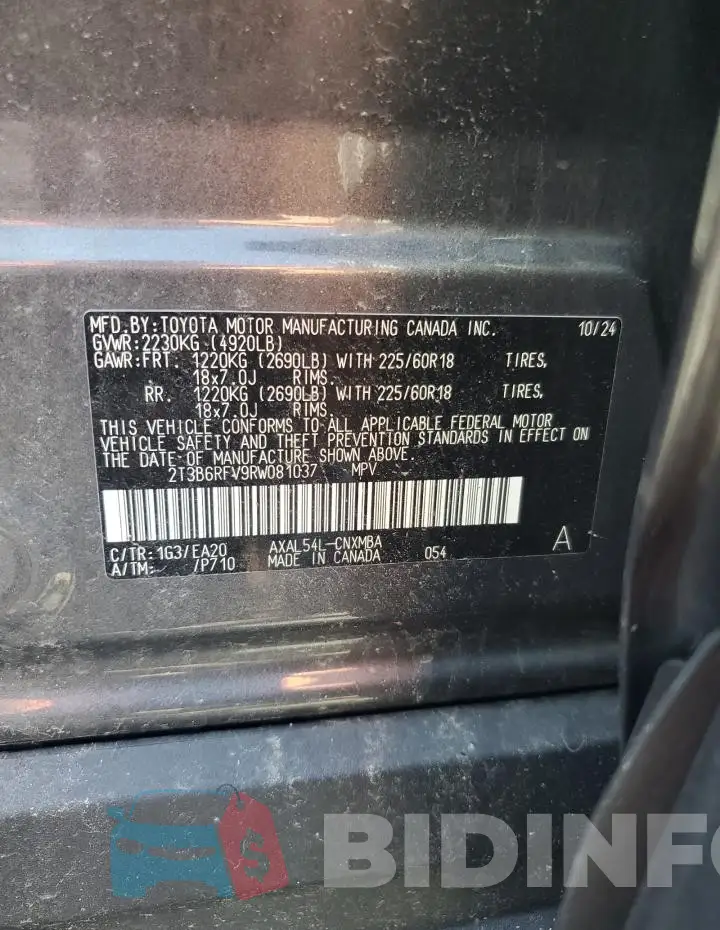 2T3B6RFV9RW081037 Photo# 13