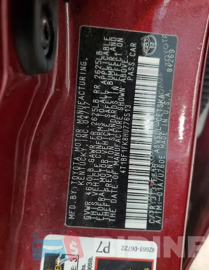 4T1BF1FK8HU776513 Photo# 12