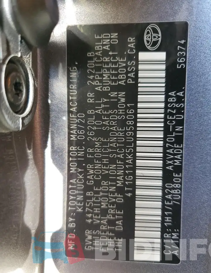 4T1G11AK5LU958061 Photo# 12