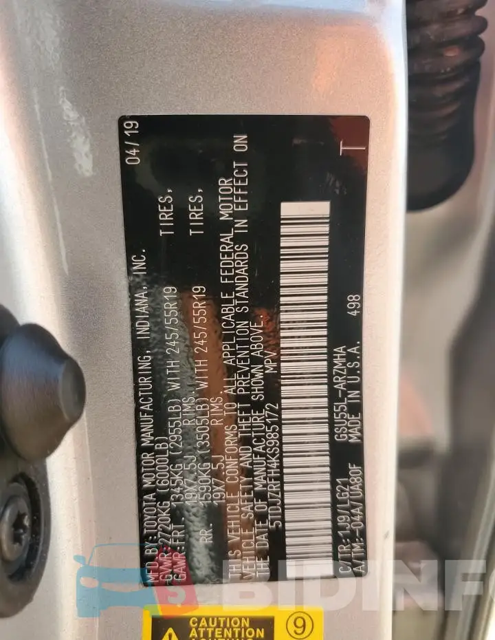 5TDJZRFH4KS985172 Photo# 13