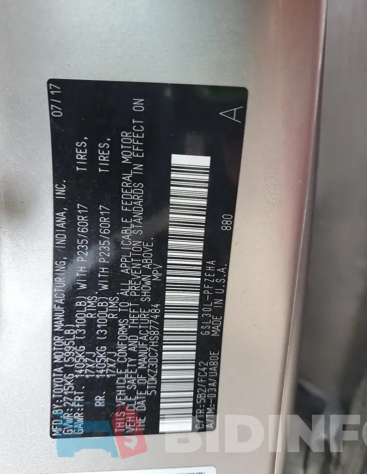 5TDKZ3DC7HS877484 Photo# 14