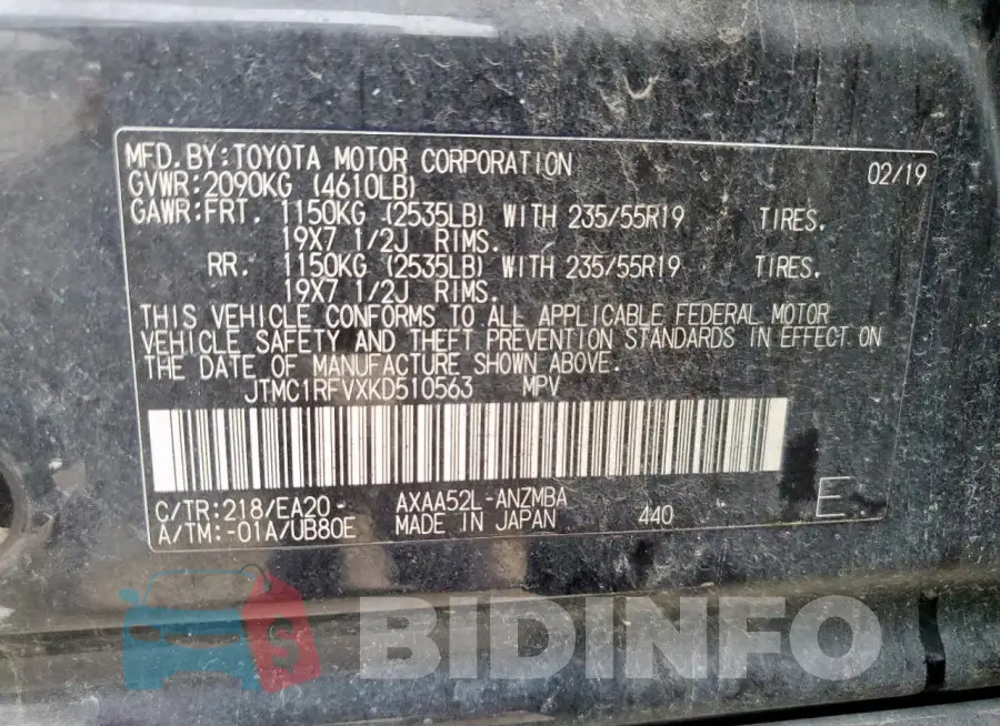 JTMC1RFVXKD510563 Photo# 13