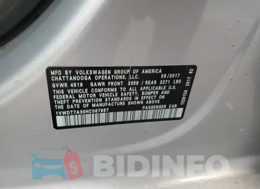 1VWDT7A30HC067957 Photo# 12