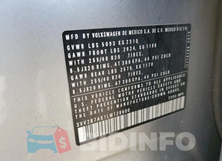 3VV2B7AX1LM128600 Photo# 13