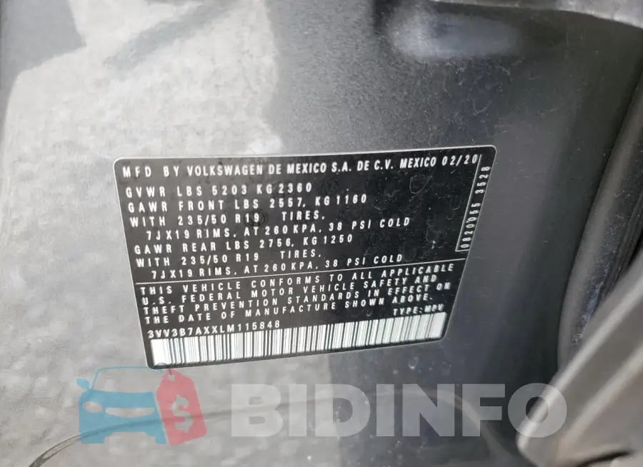 3VV3B7AXXLM115848 Photo# 13