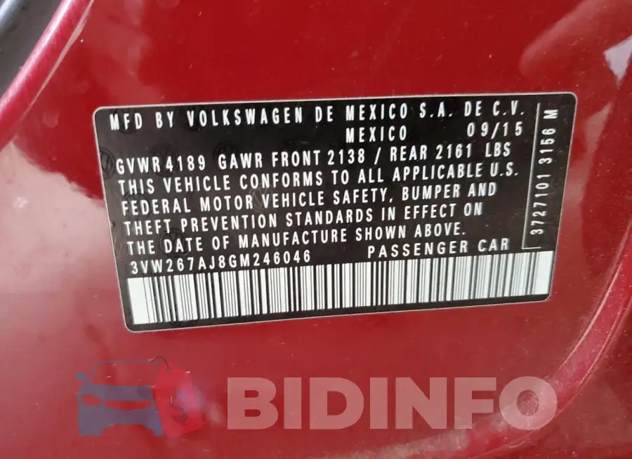 3VW267AJ8GM246046 Photo# 12