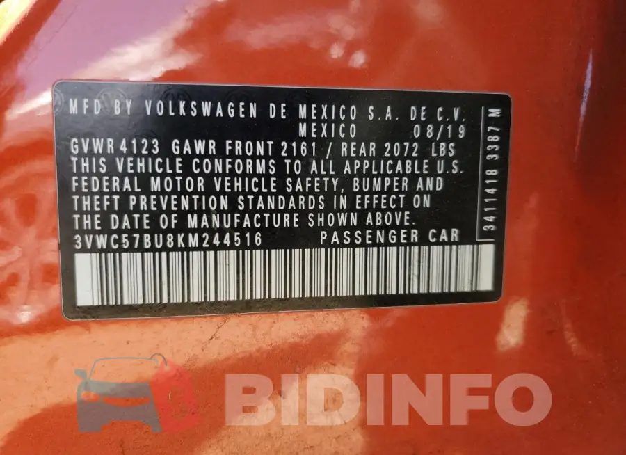 3VWC57BU8KM244516 Photo# 13