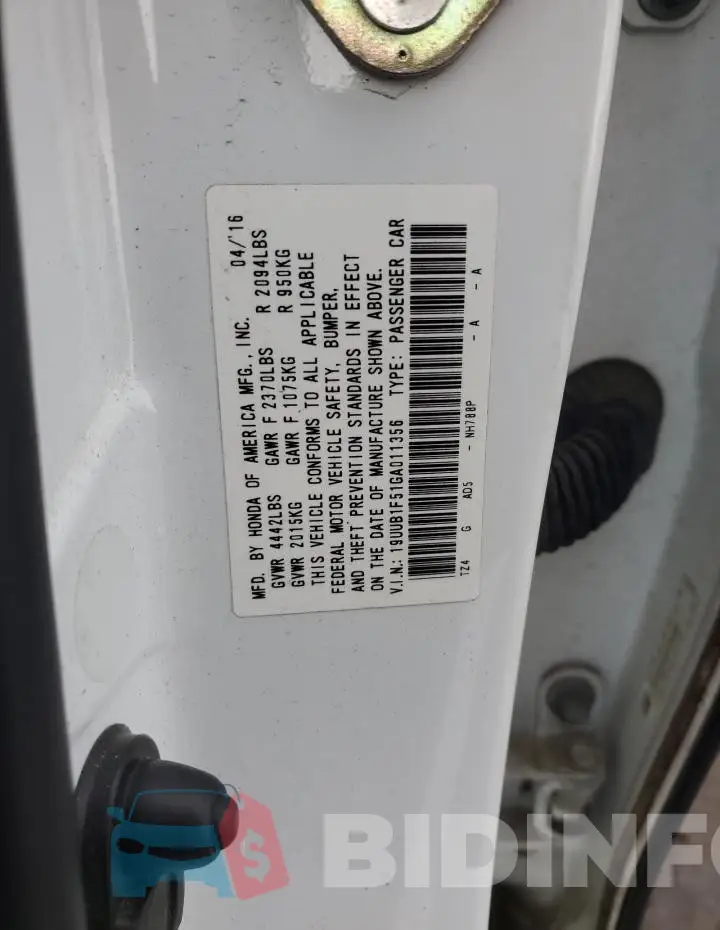19UUB1F51GA011356 Photo# 12