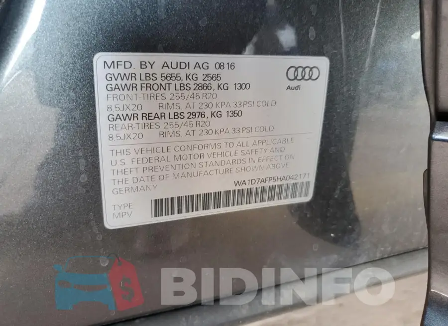 WA1D7AFP5HA042171 Photo# 13
