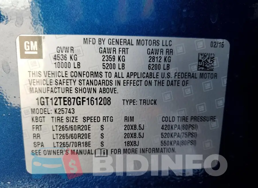 1GT12TE87GF161208 Photo# 12
