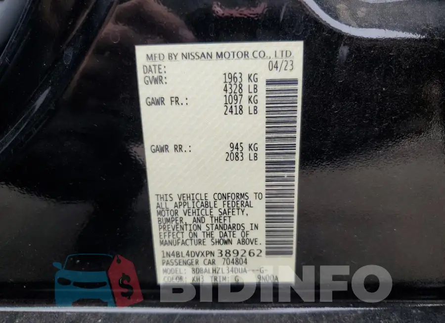 1N4BL4DVXPN389262 Photo# 13