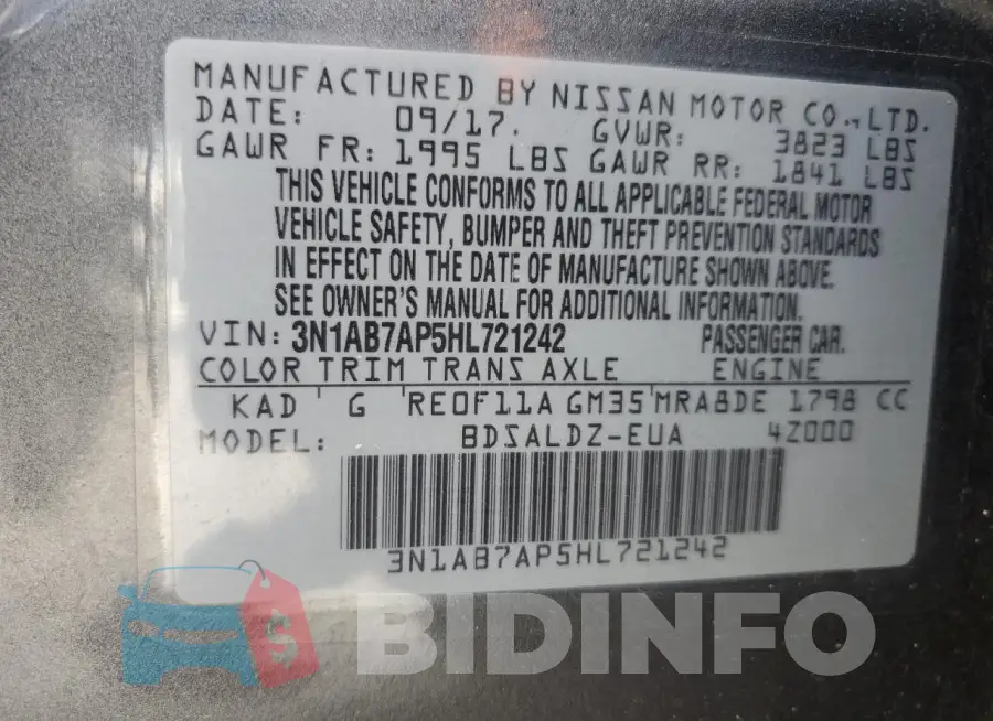 3N1AB7AP5HL721242 Photo# 13