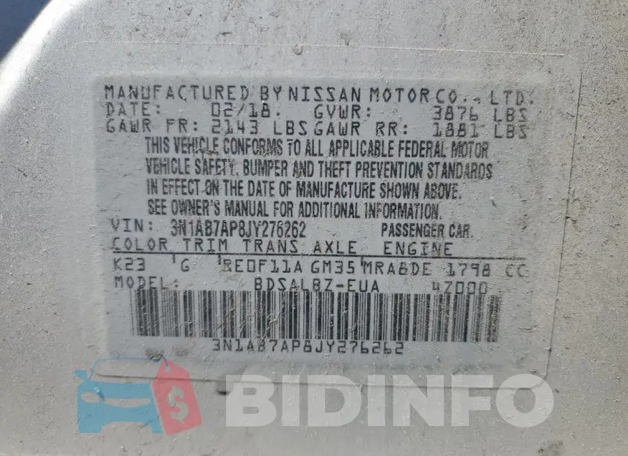3N1AB7AP8JY276262 Photo# 12