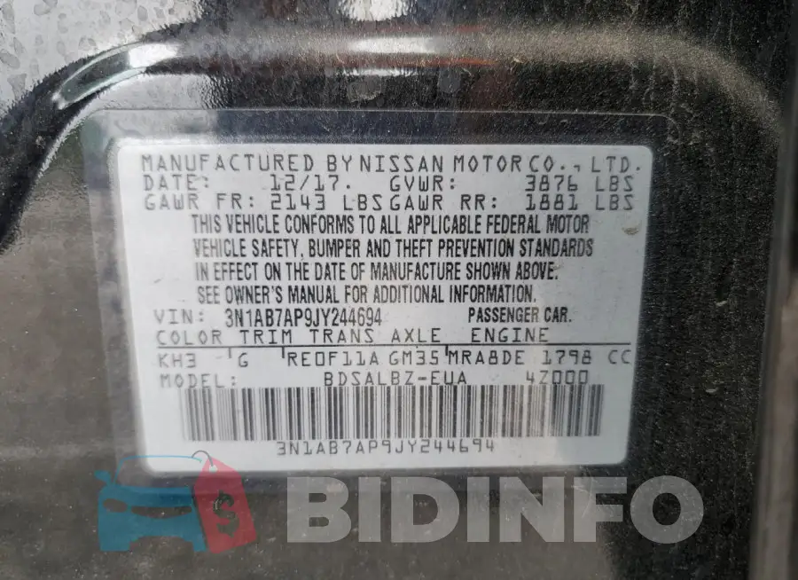 3N1AB7AP9JY244694 Photo# 13