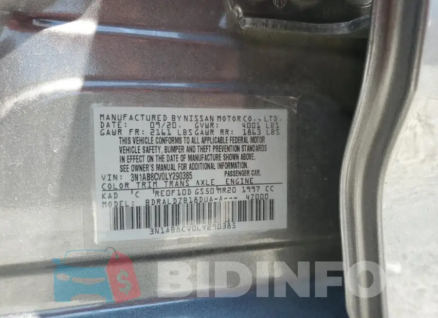 3N1AB8CV0LY290385 Photo# 12