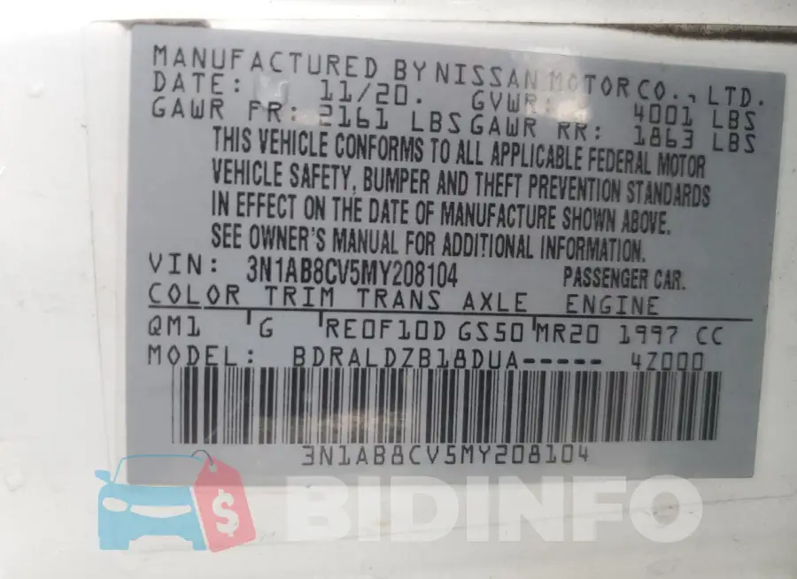 3N1AB8CV5MY208104 Photo# 12