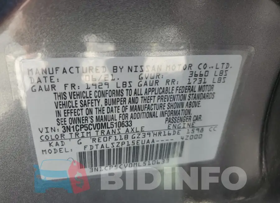 3N1CP5CV0ML510633 Photo# 12