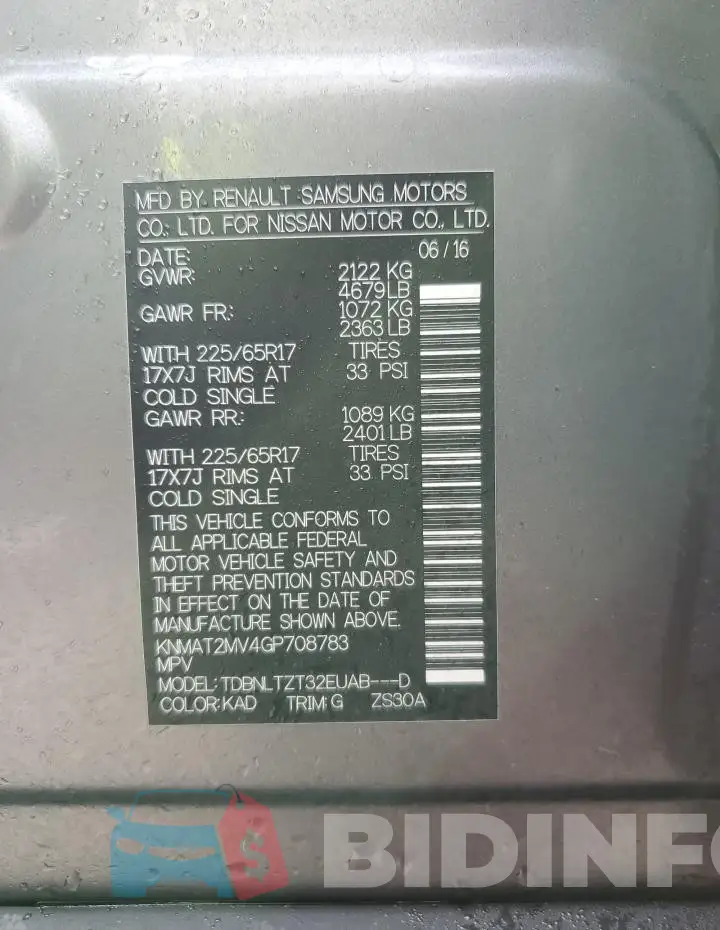 KNMAT2MV4GP708783 Photo# 13