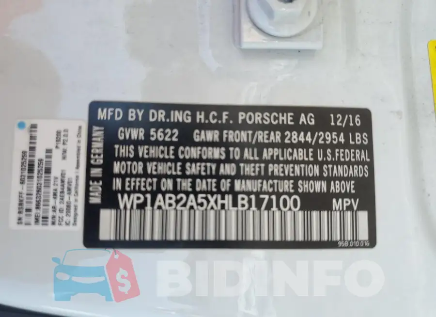 WP1AB2A5XHLB17100 Photo# 14