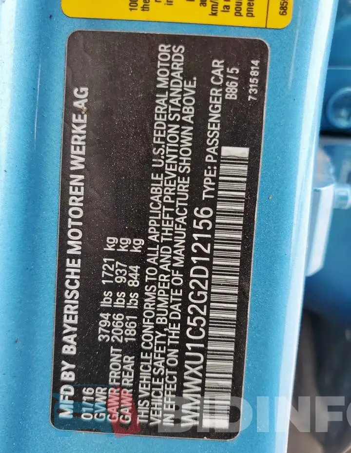 WMWXU1C52G2D12156 Photo# 12
