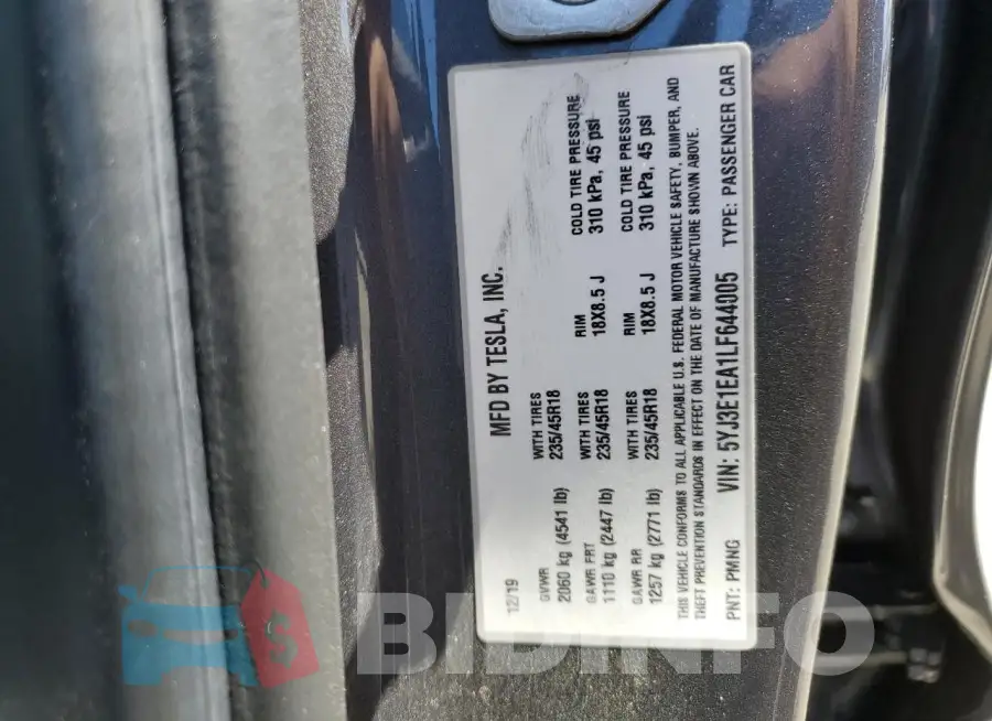 5YJ3E1EA1LF644005 Photo# 12