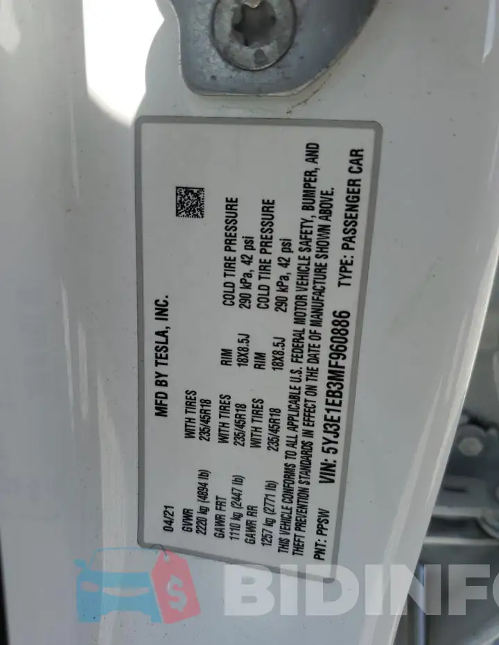 5YJ3E1EB3MF960886 Photo# 12