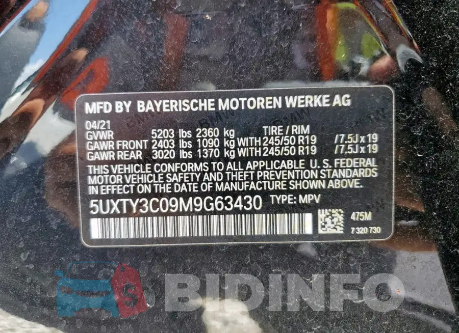 5UXTY3C09M9G63430 Photo# 13