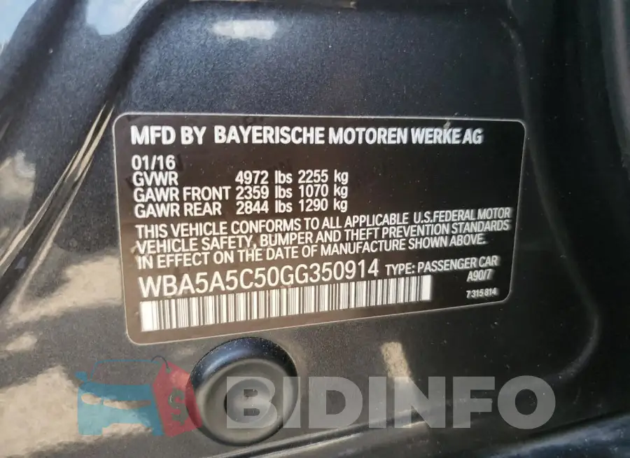 WBA5A5C50GG350914 Photo# 12
