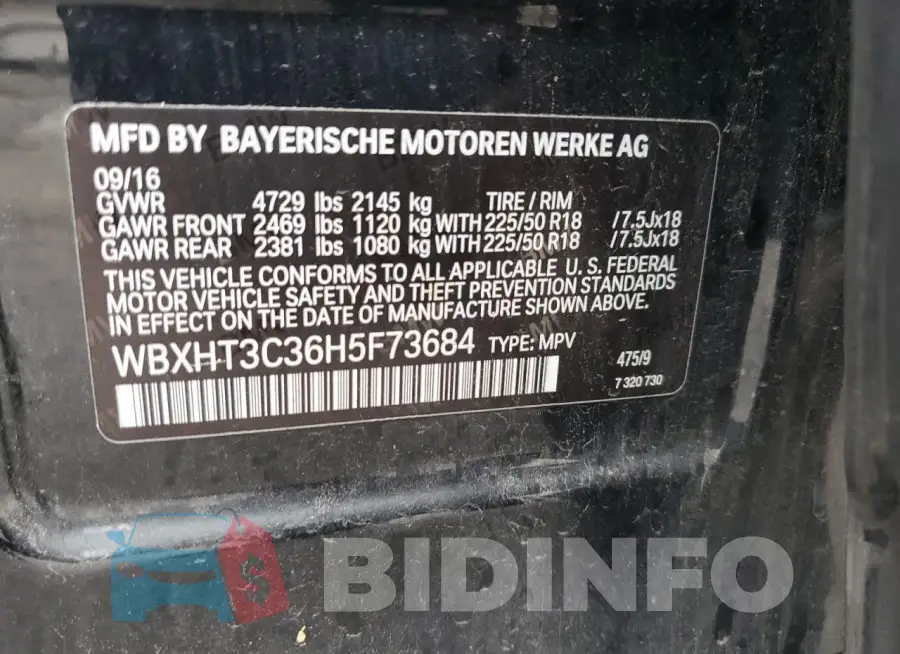 WBXHT3C36H5F73684 Photo# 13