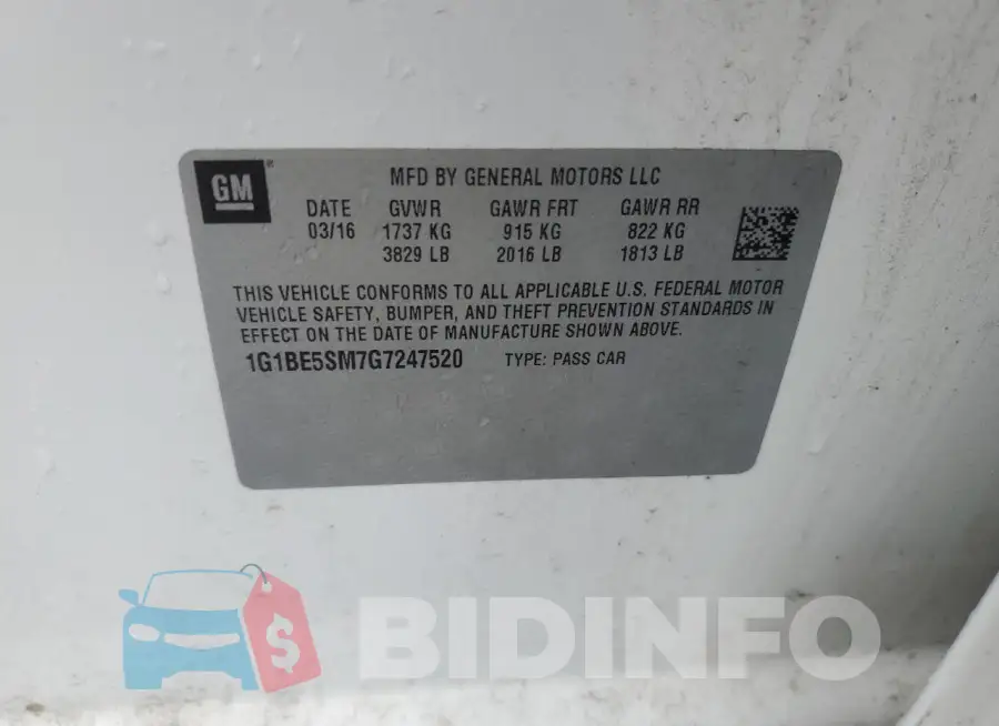 1G1BE5SM7G7247520 Photo# 12