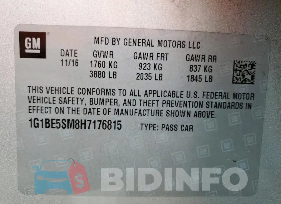 1G1BE5SM8H7176815 Photo# 12