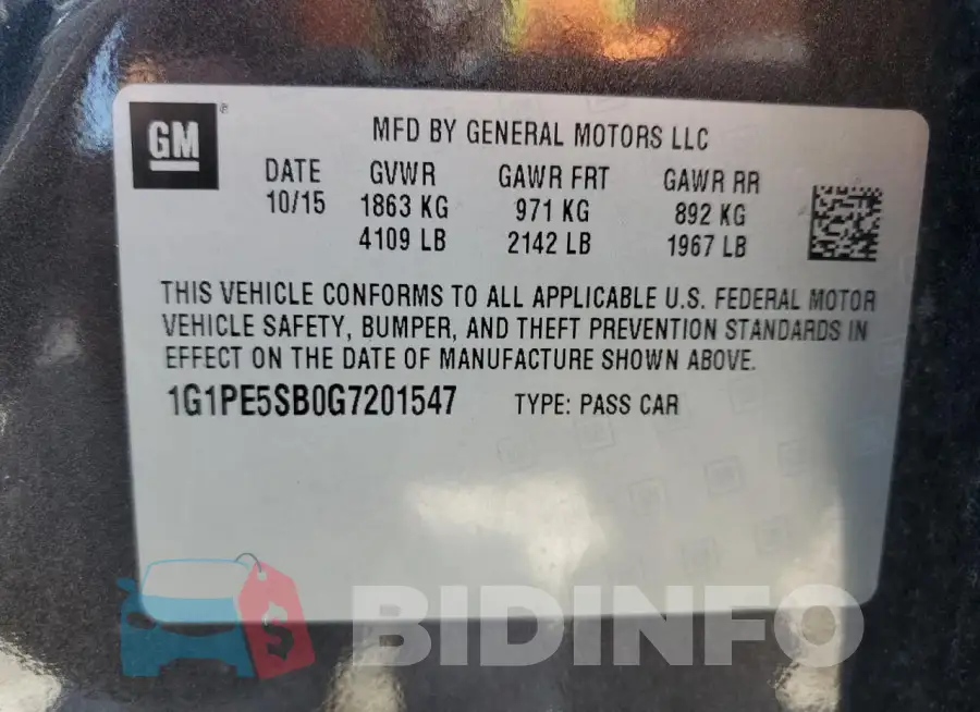 1G1PE5SB0G7201547 Photo# 12