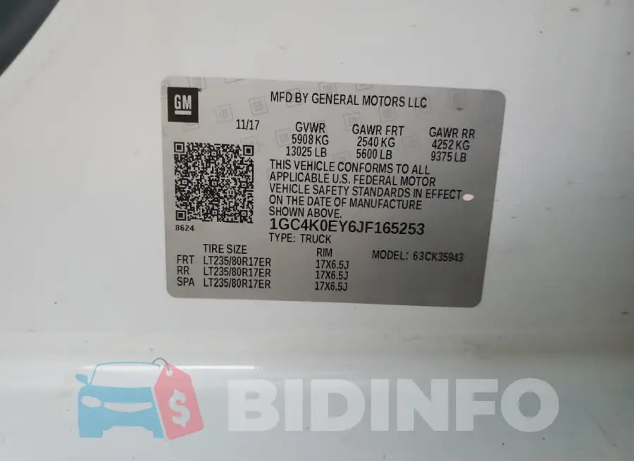 1GC4K0EY6JF165253 Photo# 12