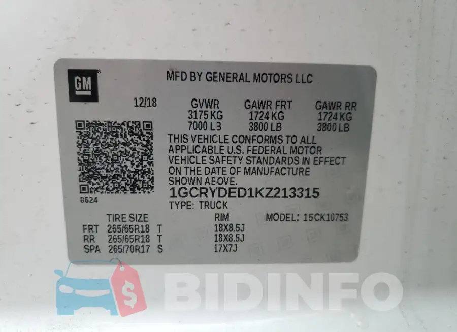1GCRYDED1KZ213315 Photo# 13