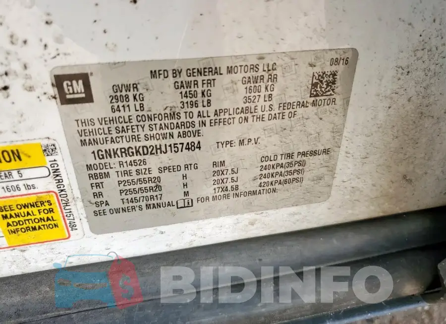 1GNKRGKD2HJ157484 Photo# 13