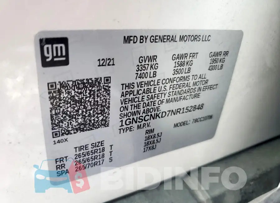 1GNSCNKD7NR152848 Photo# 13