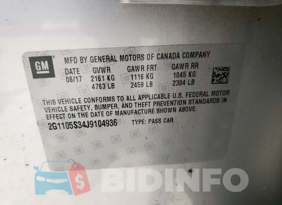 2G1105S34J9104936 Photo# 12