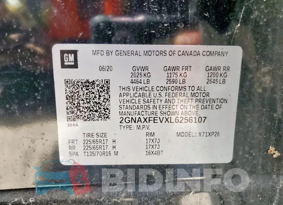 2GNAXFEVXL6256107 Photo# 14